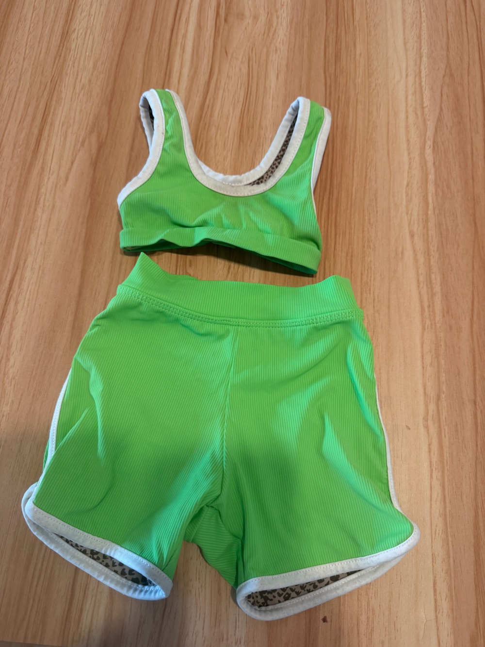 ACACIA Honey Kids Neon Green Ribbed Crop Top & Shorts Set